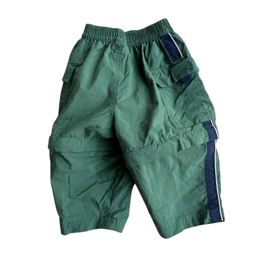 Vintage OshKosh B'gosh Green Windbreakers with Navy Trim Reversible Shorts - Picture 2 of 4